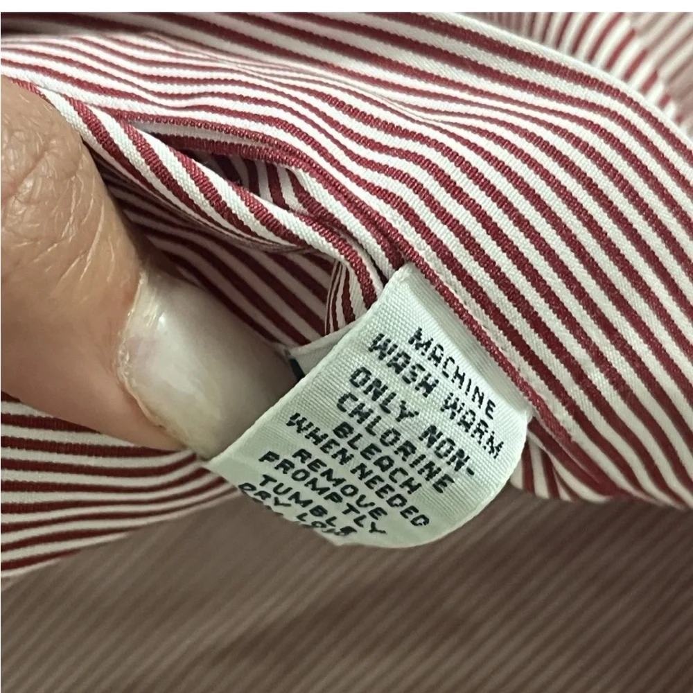 Ralph Lauren Shirt 17 Red White Red Striped Pony Button Up Long Sleeve Mens XL